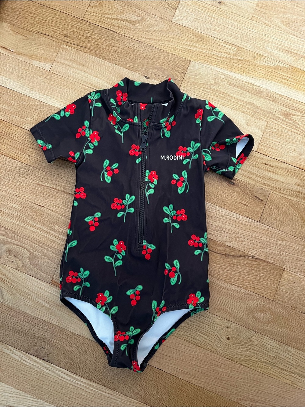 Mini Rodini Toddler Black Cherry Short-Sleeve Swimsuit - size: 1.5-3 Y